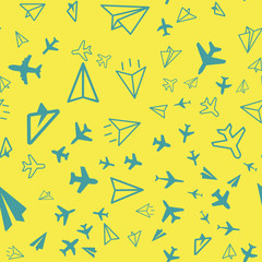Plane Aircraft Travel concept. Seamless vector EPS 10 pattern