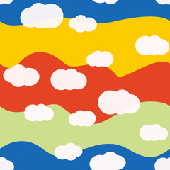 Clouds bright colors seamless pattern vector