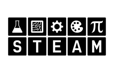 STEAM - science, technology, engineering, art and mathematics flat vector icon for education apps and websites