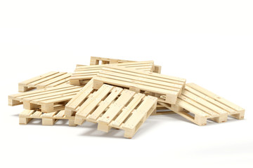 Europalette Holzpalette chaotisch aufeinander übereinander liegend - neutraler Hintergrund - Von...