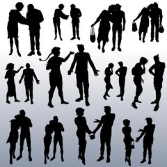 Vector silhouettes of people of different ages