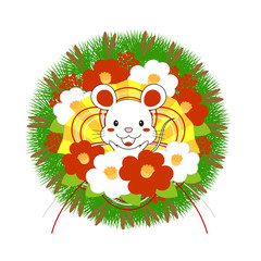 ねずみのお正月飾り イラスト