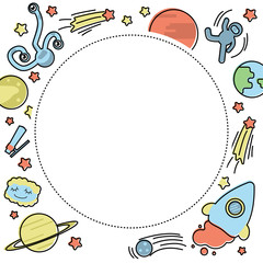 Circle frame with different space icons
