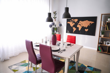 Stylish interior of dining room