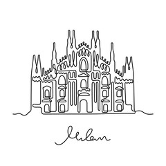 Fototapeta premium Katedra w Mediolanie, Włochy ilustracji wektorowych ciągłej linii