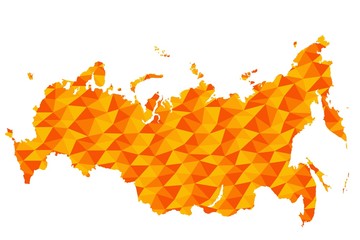 Russia polygonal map background low poly style yellow, orange colors vector illustration eps