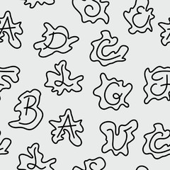 Letters and blots Hand drawn seamless background .Vector illustration