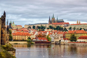 Prague, Bohemia, Czech Republic. Hradcany is the Praha Castle with churches, chapels, halls and towers from every period of its history