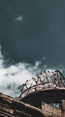 Atomic bomb dome structure in Hiroshima, Japan. Blank space for text