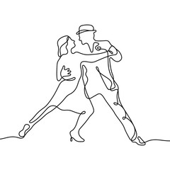 Fototapeta premium Tango continuous line vector illustration
