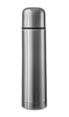 Thermos flask on white background