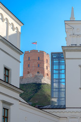 Obraz premium View to Vilnius city with Gediminas tower, Gediminas castle and Palace of the Grand Dukes of Lithuania
