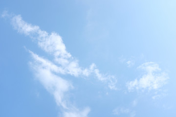 Clear blue sky with white clouds in a sunny summer day