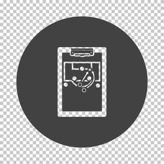 Soccer coach tablet with scheme of game icon