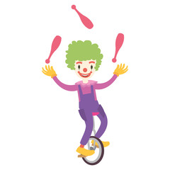 Funny clown riding a one wheel bike © sisti