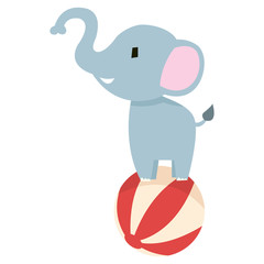 Illustration of an elephant standing above a ball