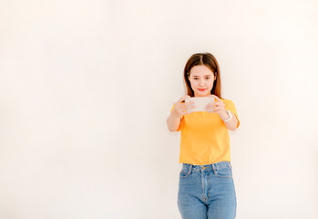 Asian women with mobile phones, selfies, photography