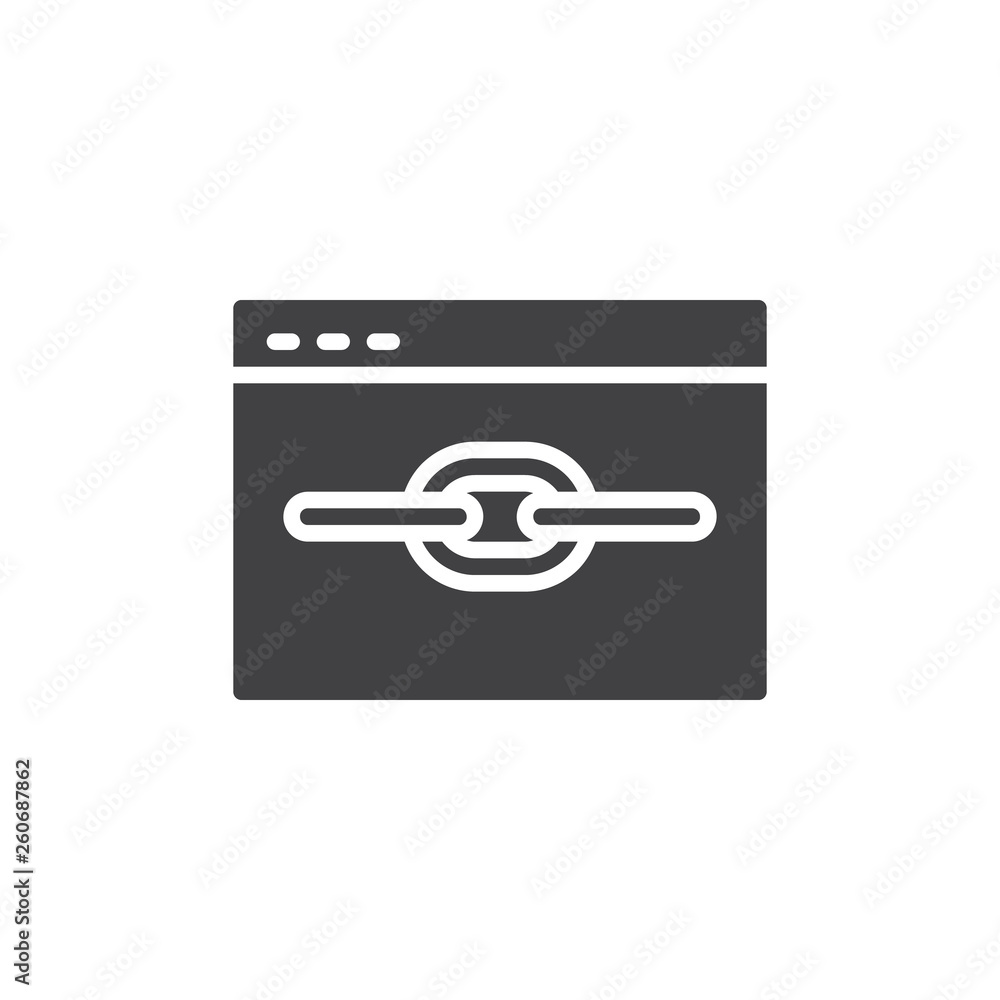 Aufkleber web link vector icon. filled flat sign for mobile concept and web design. link website glyph icon. s
