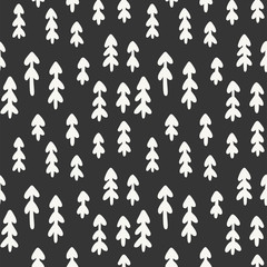 Coniferous winter forest colorful seamless vector pattern. Hand paint print for wallpaper, wrapping, textile, poster, fabric