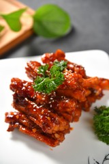 pork with rice and vegetables on white plate