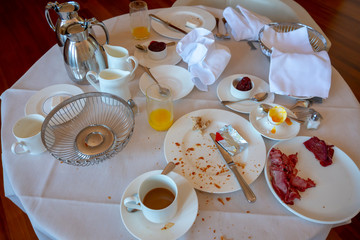 After Luxury Room Service Breakfast in Hotel, Switzerland.