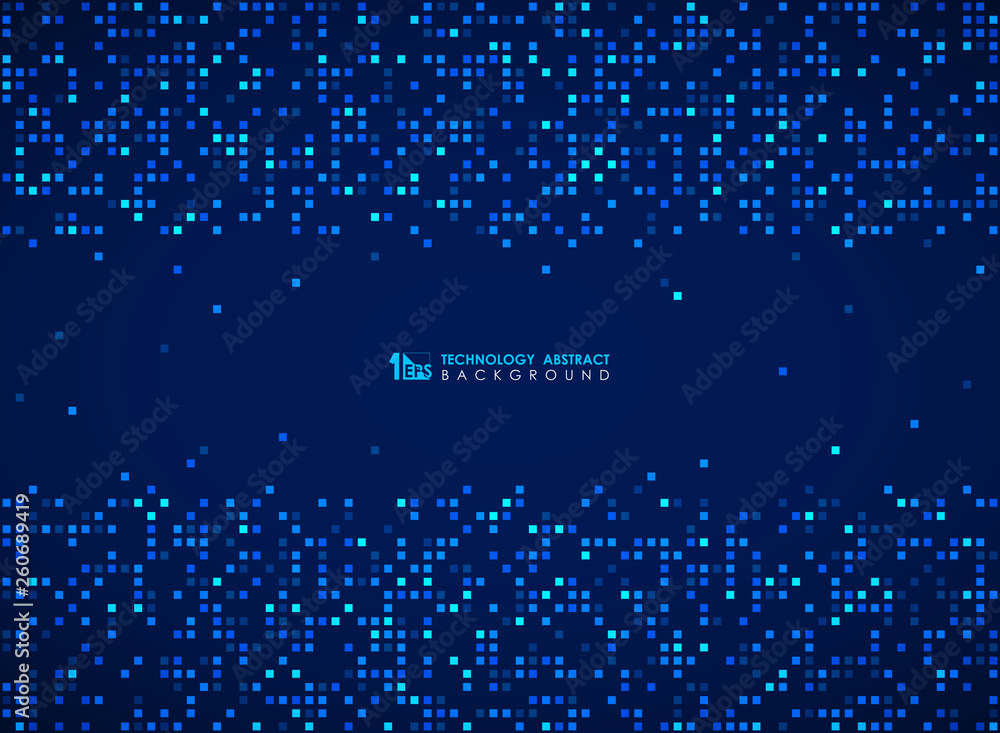Poster modern blue square bit pattern of futuristic design background. illustration vector eps10