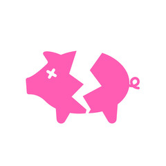 Broken piggy bank icon. Clipart image isolated on white background
