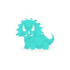 Funny colorful cute dinosaur  vector flat character isolated on white