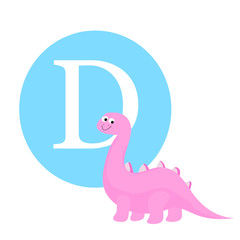 Funny colorful cute dinosaur  vector flat character isolated on white