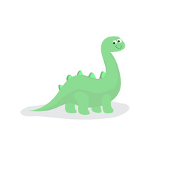 Funny colorful cute dinosaur  vector flat character isolated on white
