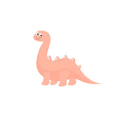Funny colorful cute dinosaur  vector flat character isolated on white