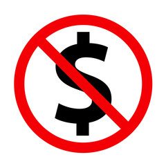 Dollar symbol in stop sign icon. Clipart image isolated on white background