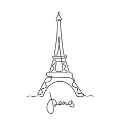 Paris, Eiffel Tower continuous line vector illustration