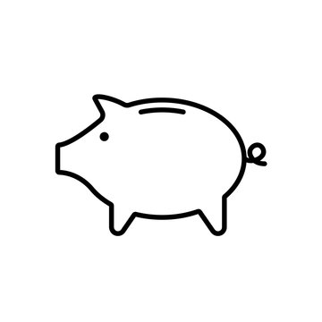 Piggy bank outline icon. Clipart image isolated on white background