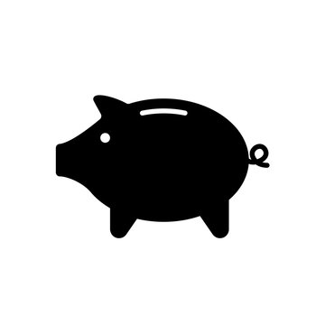 Piggy bank silhouette icon. Clipart image isolated on white background