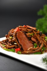 grilled meat and vegetables