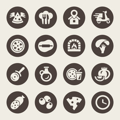Pizza making and delivery vector icons