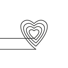 Continuous line drawing of heart, Black and white vector minimalist illustration of love concept