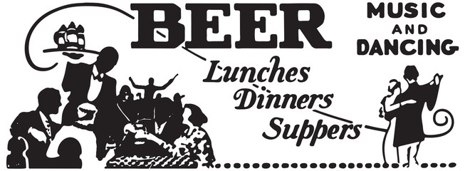 Beer Lunches Dinners Suppers - Retro Ad Art Banner