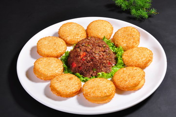 meatballs with sauce and mashed potatoes