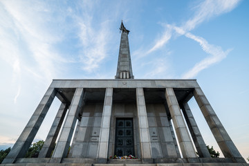 Bratislava, Slovakia - September, 2015: Mass grave and memorial to Soviet soldiers on a hill Slavin...