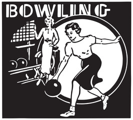 Bowling 3 - Retro Ad Art Banner
