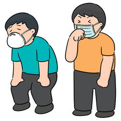 vector set of people using medical protective mask