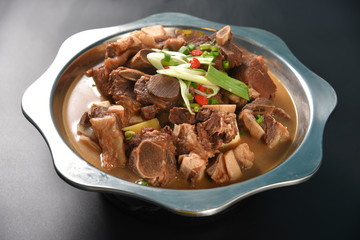 thai noodle soup with meat and vegetables