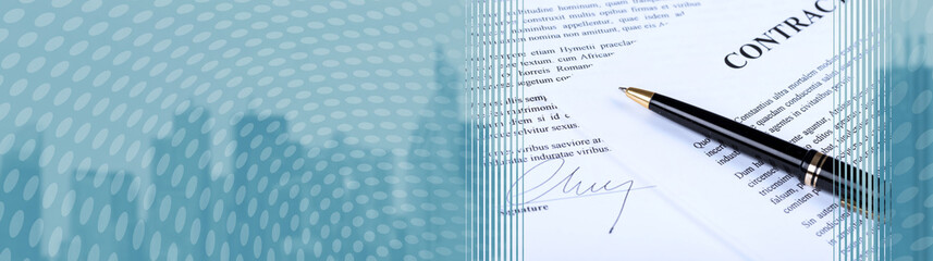 Signed contract. panoramic banner