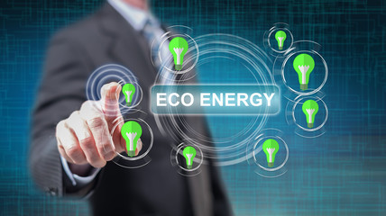 Man touching an eco energy concept