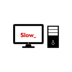 Slow computer icon or sign