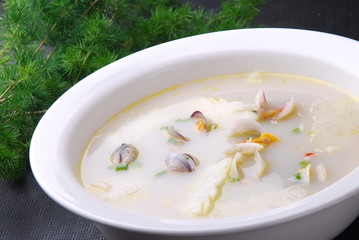 vegetable soup in white bowl