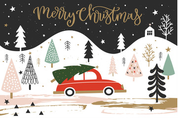 Christmas card with calligraphy for invitation, flyer, planner, sticker, scrapbooking, print, posters RGB