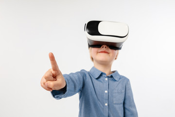Child with virtual reality headset